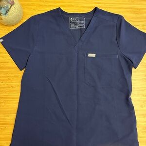 Figs Catarina One Pocket Scrub Top Navy XS
